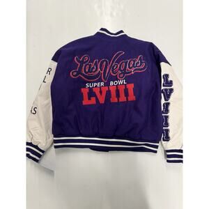 Starter Super Bowl LVIII Las Vegas Leather Wool Jacket Limited Edition XL Women
